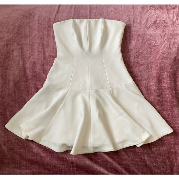 Cinq A Sept Arleen Strapless Mini Dress Boned Bustier Open Back Ivory Sz 4 White - Picture 2 of 9